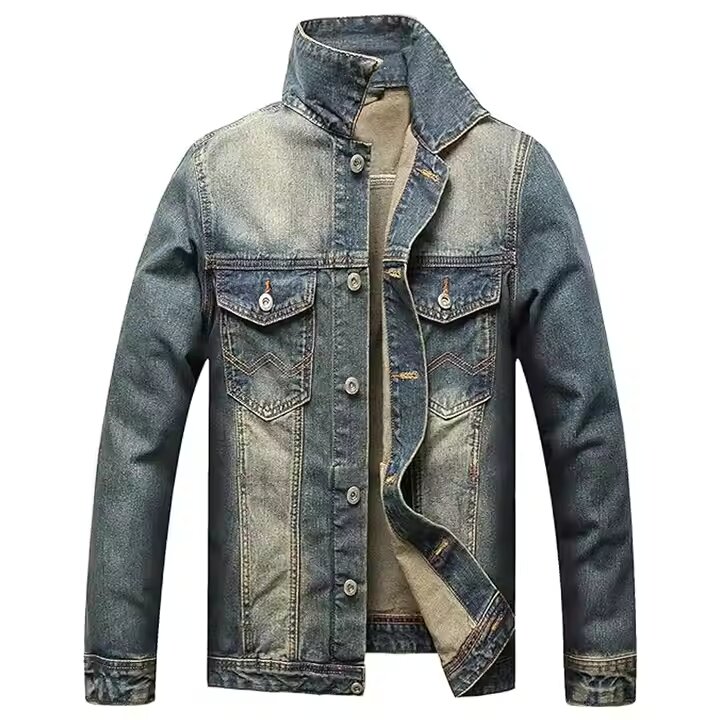 OEM Custom Men’s Denim Jacket – High-Quality Reversible Spring Coat with Button & Zipper Closure, Plus-Size Available