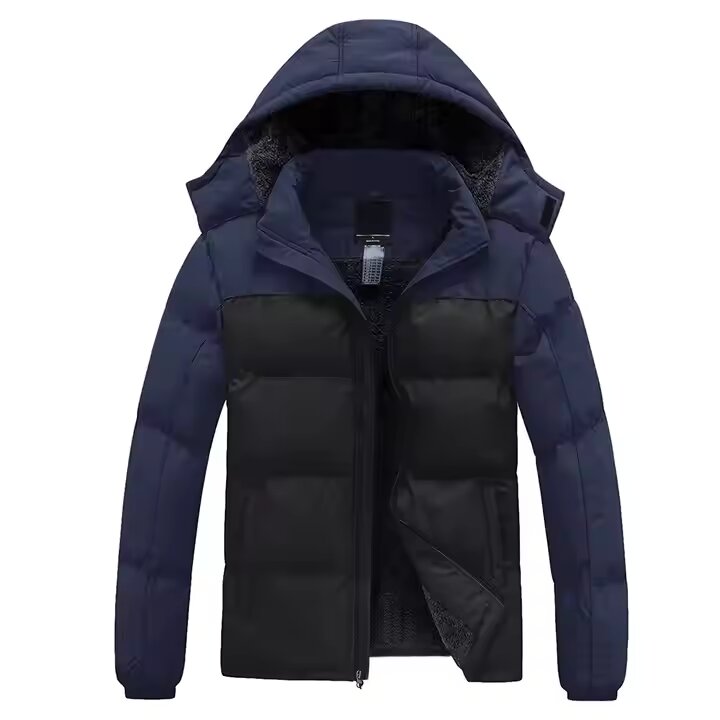 Men’s Hooded Puffer Jacket Winter Coat Warm Thickened Zip Up Quilted Padded Jackets with Pockets