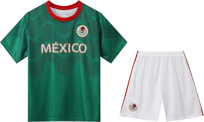 Mexico Kids Boys Youth Sports Soccer Football Kit Jersey Shirt Shorts Set