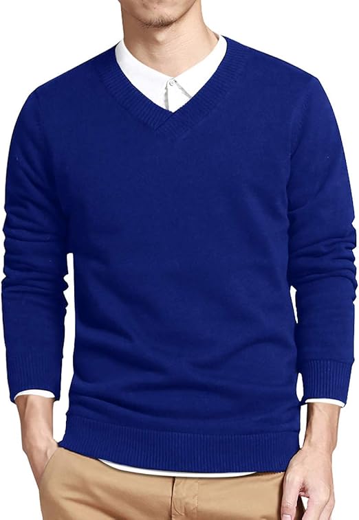 Sweaters for Men, Mens V Neck Sweater Slim Fit Comfortably Knitted Long Sleeve Casual Business Pullover Dress Sweater