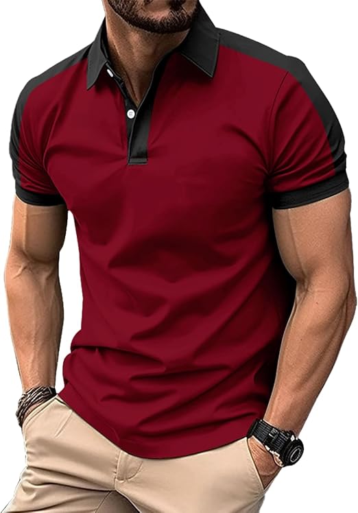 Mens Casual Polo Shirts Classic Short Sleeve Golf Shirt Fashion Button Cotton Top