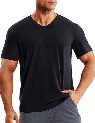 Mens Dry Fit V Neck T-Shirts Workout Soft Short Sleeve Moisture Wicking Running Athletic Gym Casual Tee Tops