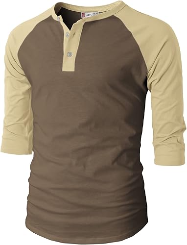 Mens Casual Slim Fit T-Shirts Henley Shirts Raglan & 3/4 Sleeve Jersey Baseball T Shirts