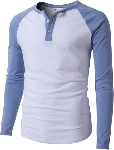 Mens Casual Slim Fit T-Shirts Henley Shirts Raglan Long Sleeve Jersey Baseball T Shirts