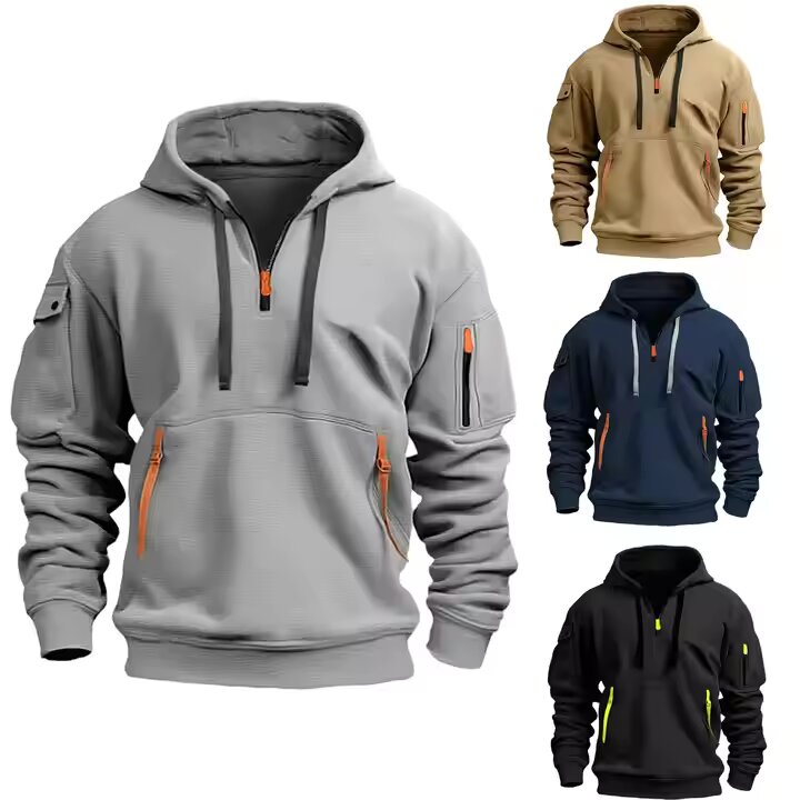 New Outdoor Men’s Long Sleeve Hoodie Sweatshirts Autumn Breathable Solid Color Coats Sport Streetwear