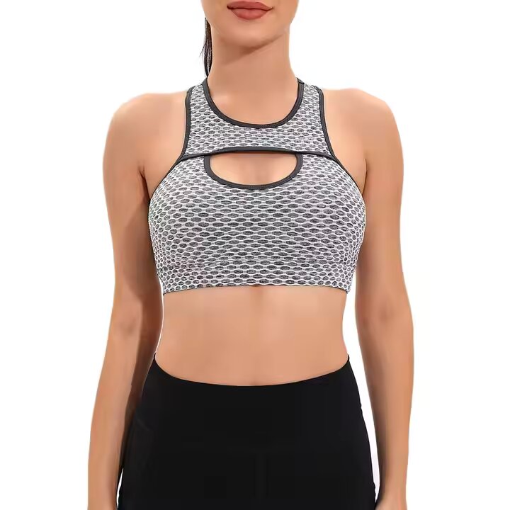 Women’s High Support Sports Bra with Adjustable Cross Back and Padded Cups for Maximum Comfort Performance