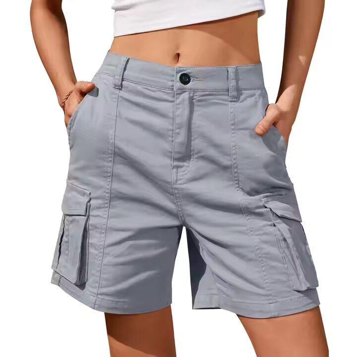 Shorts For Women Cargo Shorts Knee Length Elastic Waist Long Shorts Pants For Summer Casual American Style Streetwear 2025