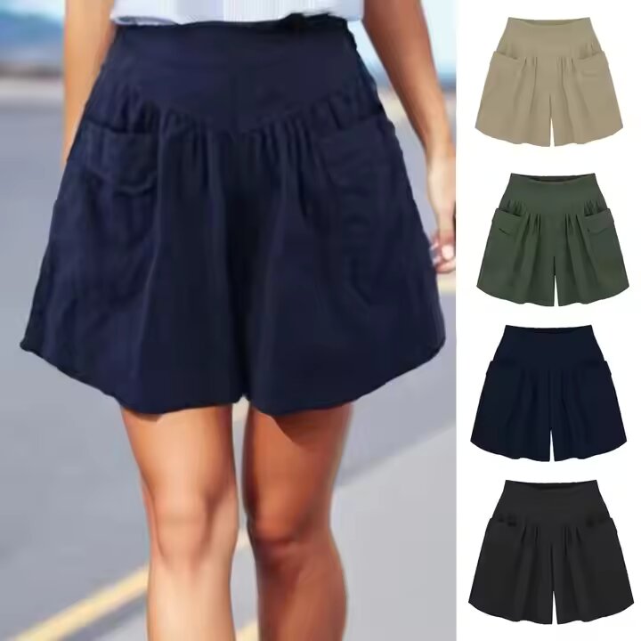 Woman Shorts 2025 Fashion Plus Size Lady Pants Summer Cotton Linen Shorts Solid Summer Loose Pants With Pockets